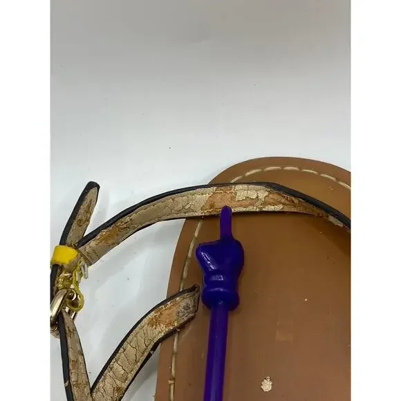 COACH Women's Yellow Thong Round-Toe Camara Ankle Strap Flat Sandals SZ 11 - Picture 4 of 8